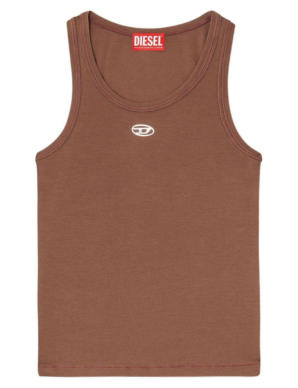 Canotta T-Anki con logo in marrone Diesel - donna 