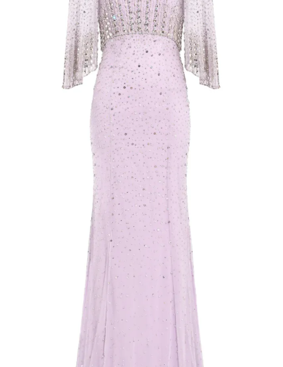 Abito lungo Kiya con decorazioni in lilla Jenny packham - donna 