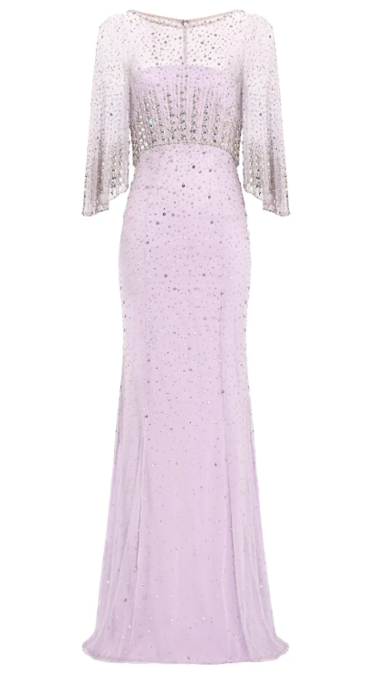 Abito lungo Kiya con decorazioni in lilla Jenny packham - donna 