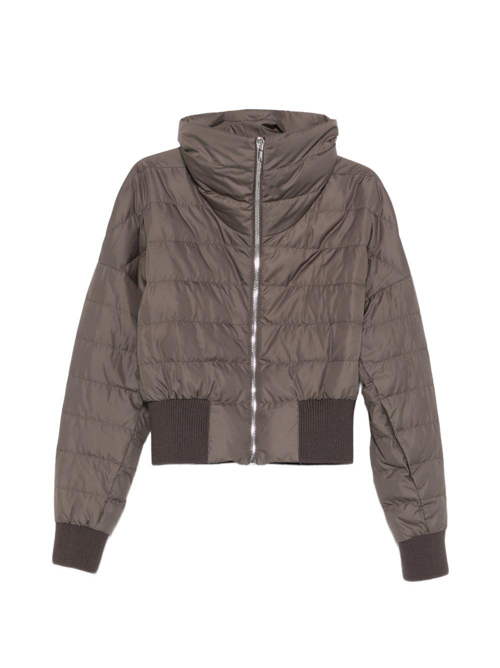 Giacca crop trapuntata in marrone Rick Owens x Moncler - unisex<BR/> 