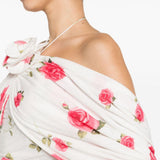 Mini abito con stampa floreale in bianco - donna 