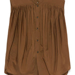 Blusa smanicata in marrone 