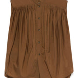 Blusa smanicata in marrone 