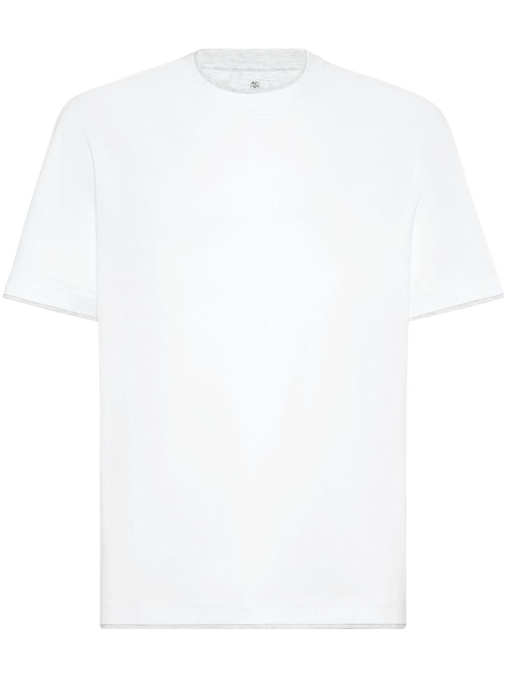 T-shirt a maniche corte in bianco Brunello cucinelli - uomo 