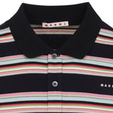 Polo a righe con logo multicolore 