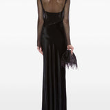 Abito con strato in rete in nero Alberta Ferretti - donna 