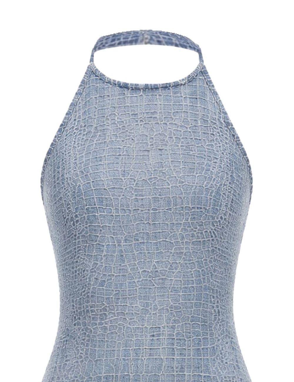 Abito effetto pelle coccodrillo in blu Self-portrait - donna 