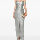 Abito maxi stephanie con cut-out in verde Maria lucia hohan - donna 