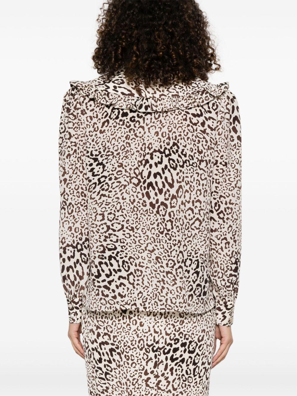 Blusa in seta con stampa leopardata in beige Alessandra rich - donna 