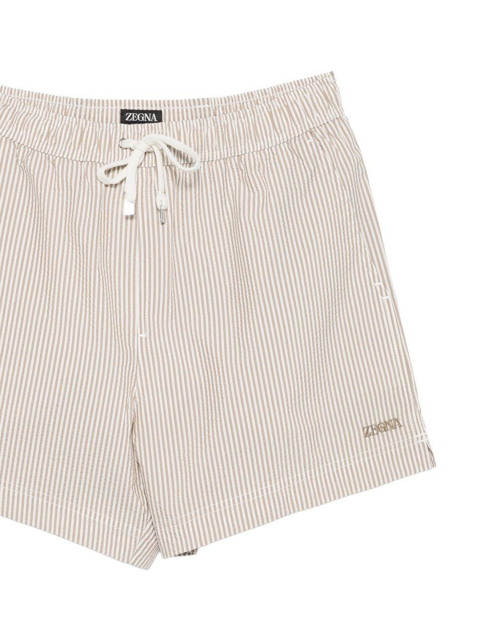 Costume da bagno a righe con coulisse in beige Zegna - uomo 