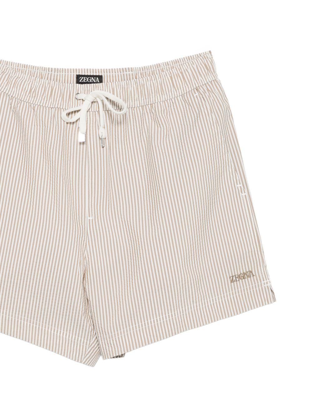 Costume da bagno a righe con coulisse in beige Zegna - uomo 