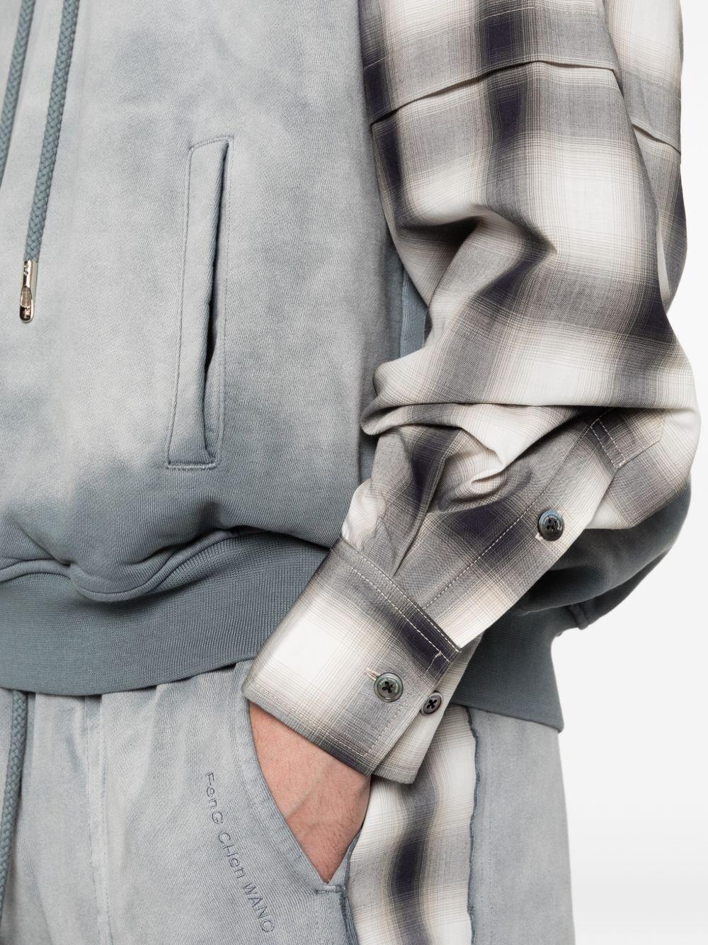 Felpa con maniche a quadri in grigio Feng chen wang - uomo 