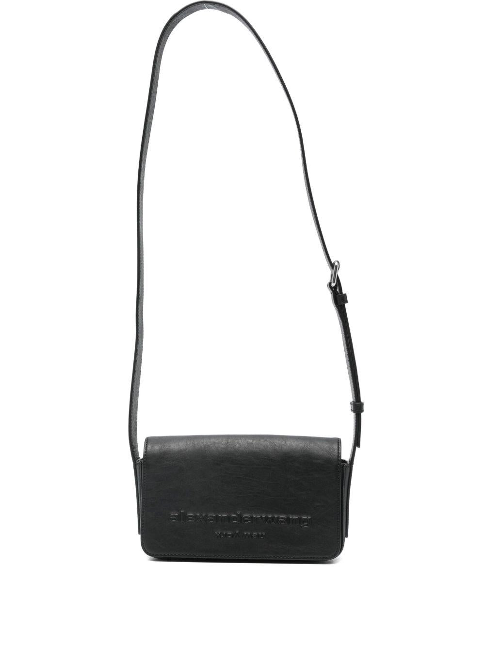 Borsa a tracolla con logo in rilievo in nero Alexander wang  - donna 