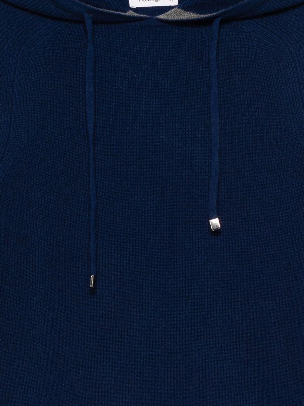 Felpa  con cappuccio in cashemere in blu Kangra - uomo 