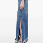 Gonna denim con vita media in blu Re/done - donna 