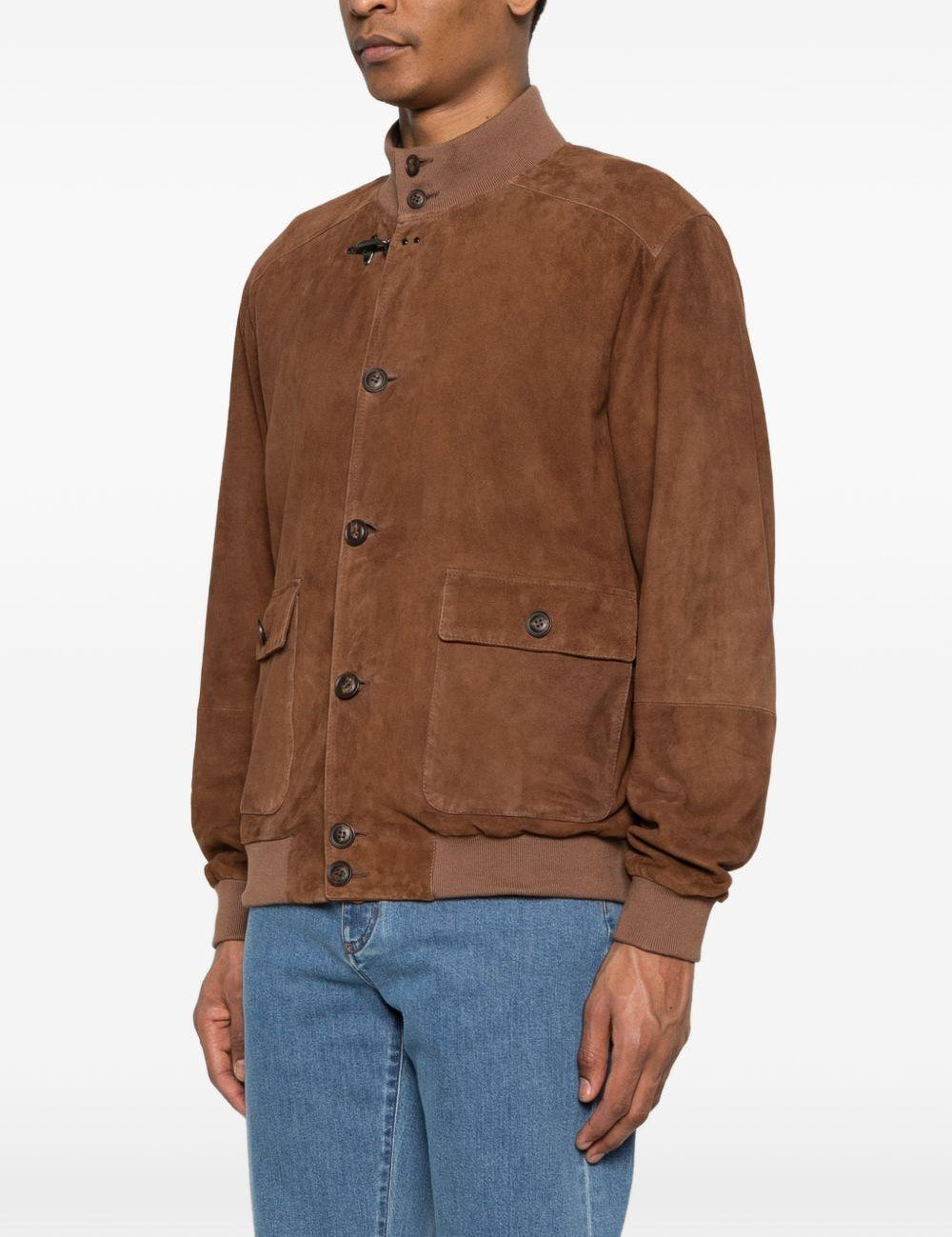 Giacca bomber in pelle in marrone Fay - uomo 