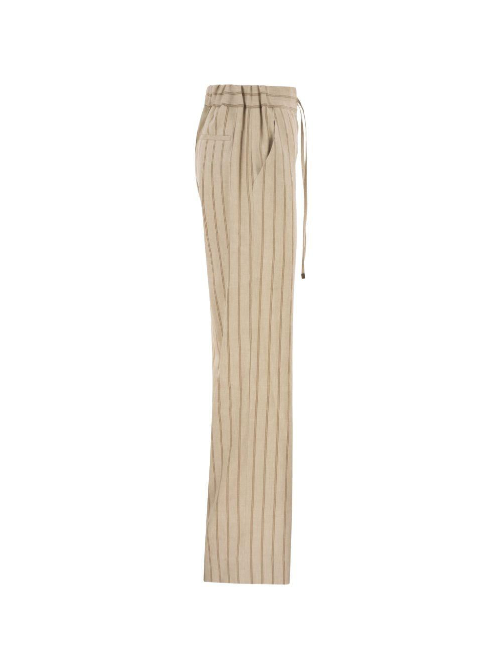 Pantaloni slim-fit a righe in beige Antonelli - donna 