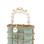 Borsa a mano con cristalli e perle holli in verde Rosantica - donna 