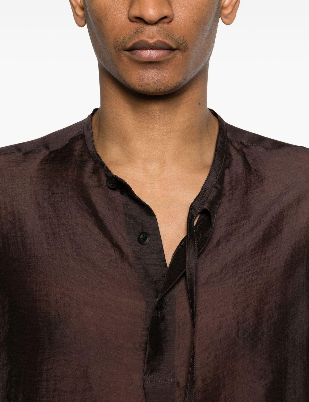 Camicia girocollo in marrone Yohji yamamoto - uomo 