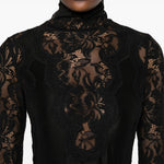 Abito lungo in pizzo in nero Rabanne - donna 