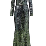 Abito lungo in misto seta con paillettes in verde Elie Saab - donna 