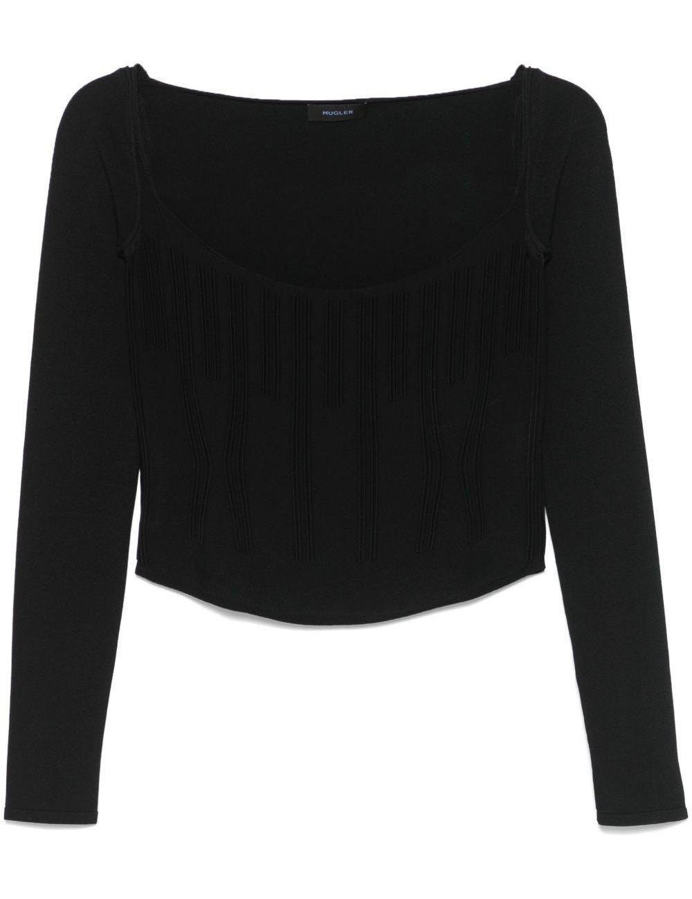 Top con motivo in rilievo in nero Mugler - donna 