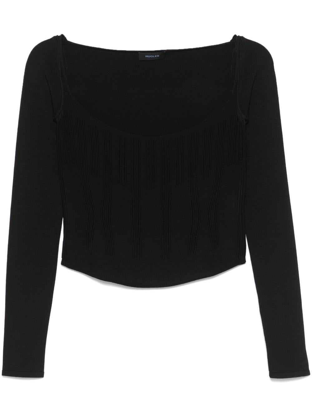 Top con motivo in rilievo in nero Mugler - donna 