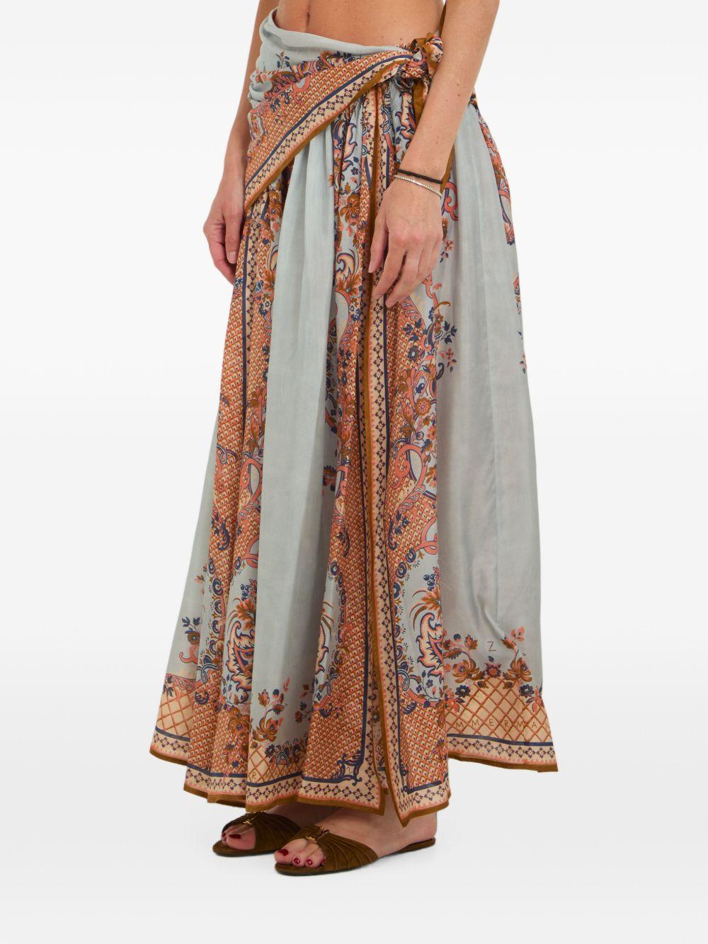 Gonna midi con stampa aster in celeste Zimmermann - donna 