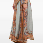 Gonna midi con stampa aster in celeste Zimmermann - donna 