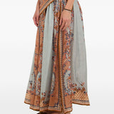 Gonna midi con stampa aster in celeste Zimmermann - donna 