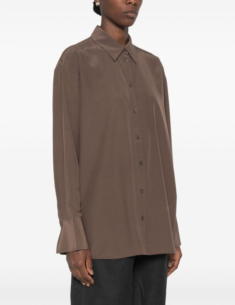 Camicia in seta in marrone 