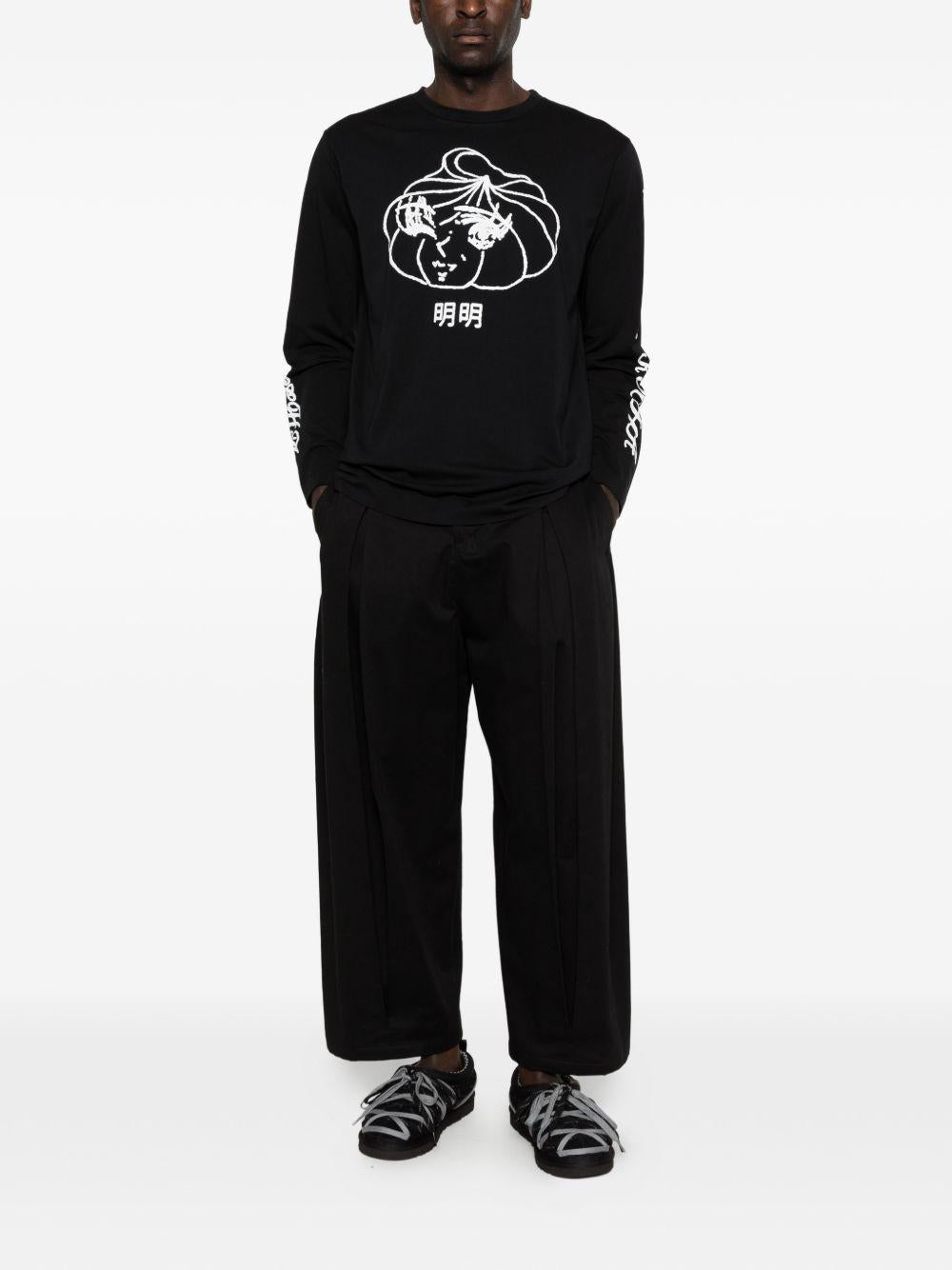 T-shirt a manica lunga stampata in nero Simone rocha - uomo 