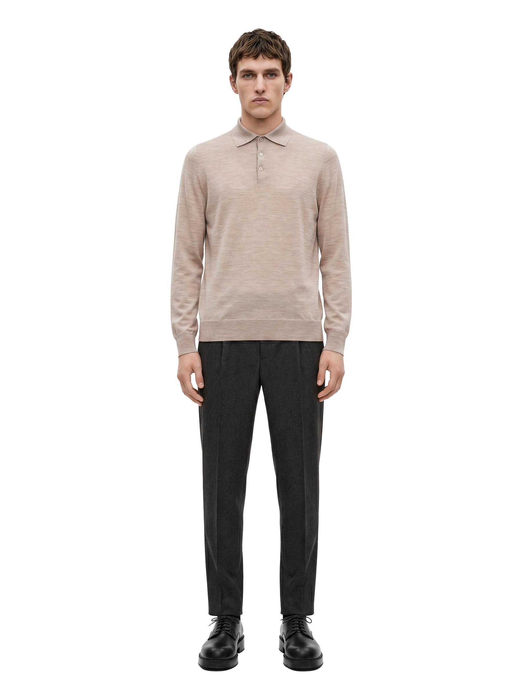 Polo in cotone grigio chiaro 