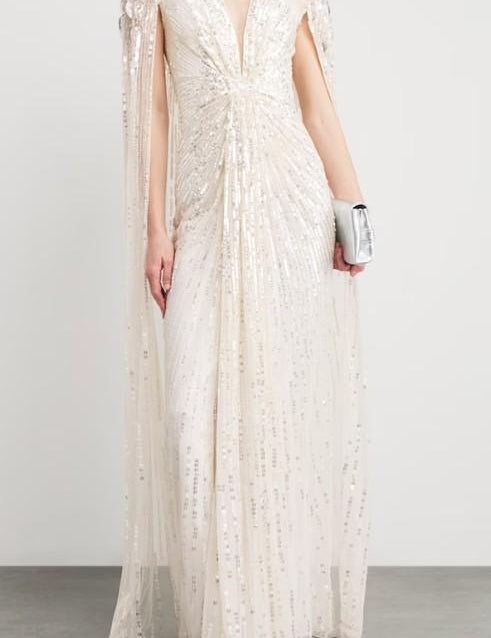Abito da sera con paillettes goldfinger 007 in avorio Jenny packham - donna 