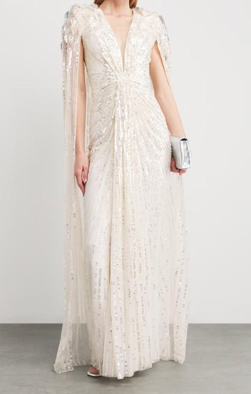 Abito da sera con paillettes goldfinger 007 in avorio Jenny packham - donna 