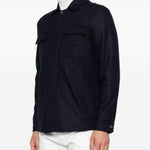 Giacca-camicia gessata in blu Eleventy - uomo 