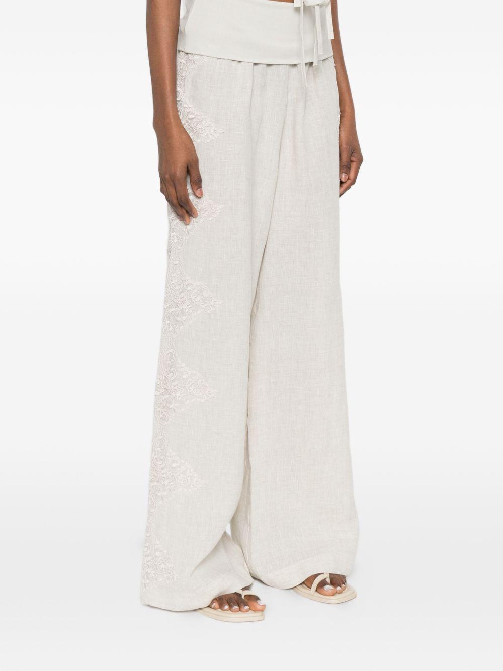 Pantaloni a vita alta con pizzo in AVORIO Maurizio - donna 