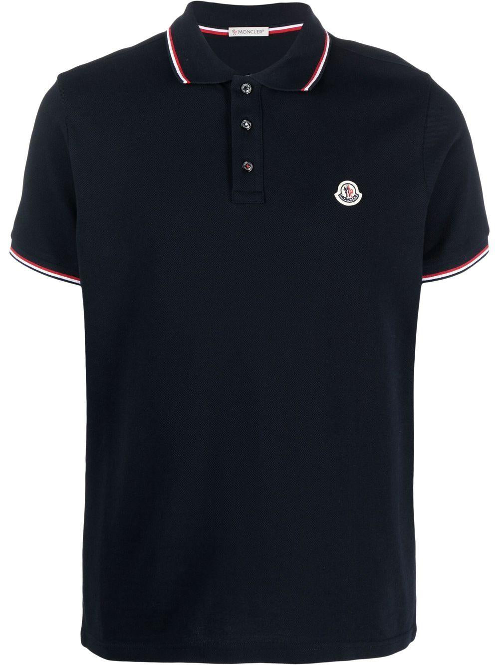 Polo con applicazione logo in blu Moncler - uomo 