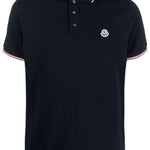 Polo con applicazione logo in blu Moncler - uomo 