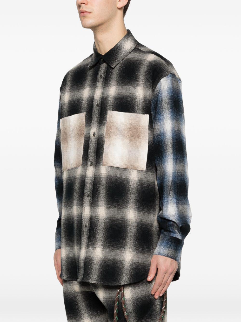 Camicia con tasca sul petto a quadri in nero Song for the mute - uomo 