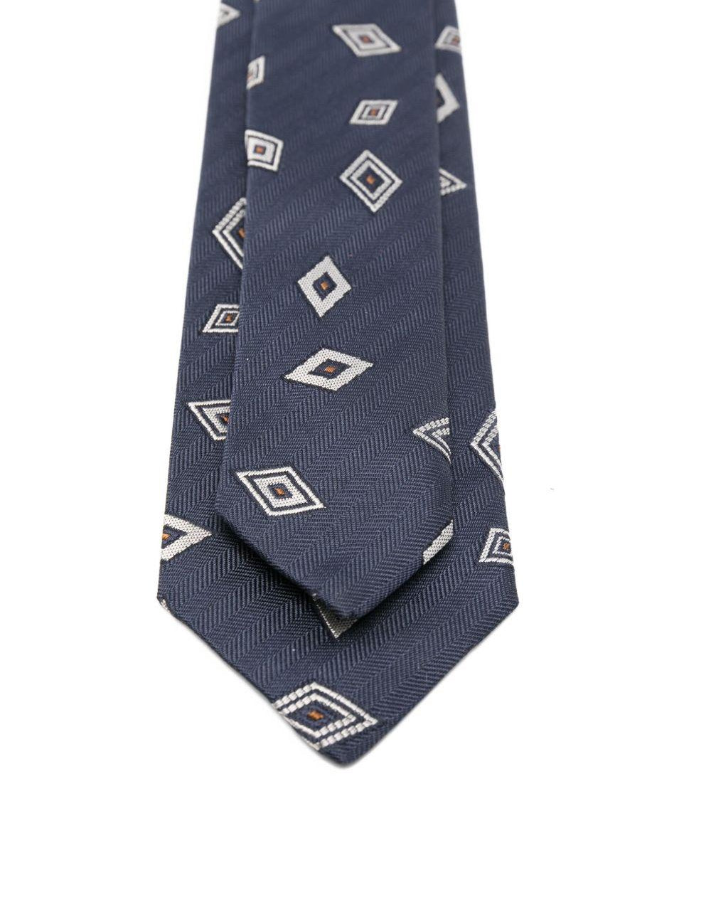 Cravatta in seta con motivo geometrico in blu Lardini - uomo 