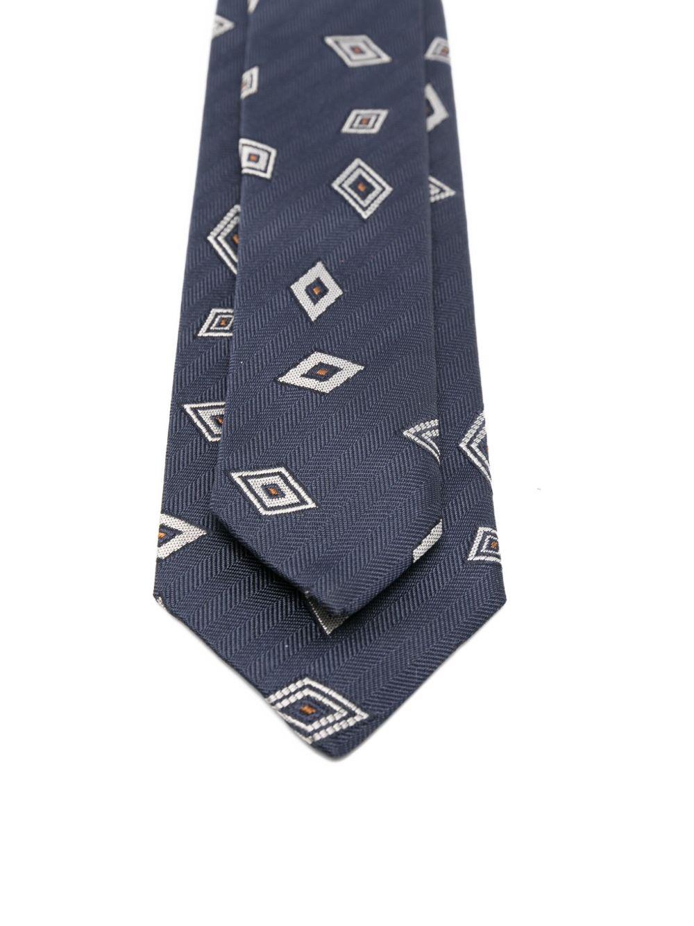 Cravatta in seta con motivo geometrico in blu Lardini - uomo 