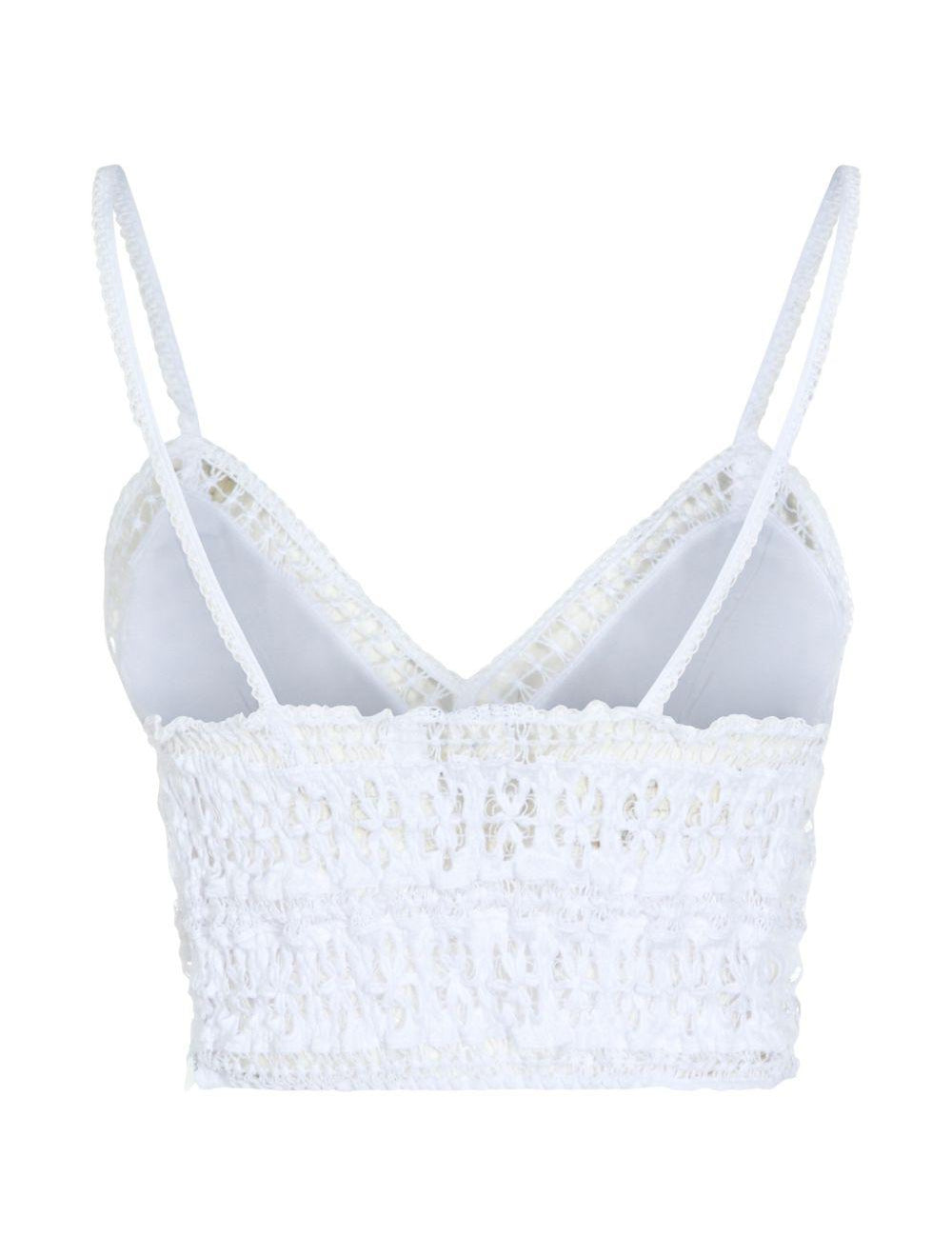 Top Melie con scollo a V e ricamo floreale in bianco Charo ruiz ibiza 1989 - donna 