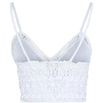 Top Melie con scollo a V e ricamo floreale in bianco Charo ruiz ibiza 1989 - donna 