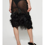 Gonna midi con piume in nero The attico - donna 