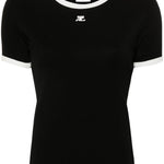 T-shirt con applicazione in nero Courrèges - donna 