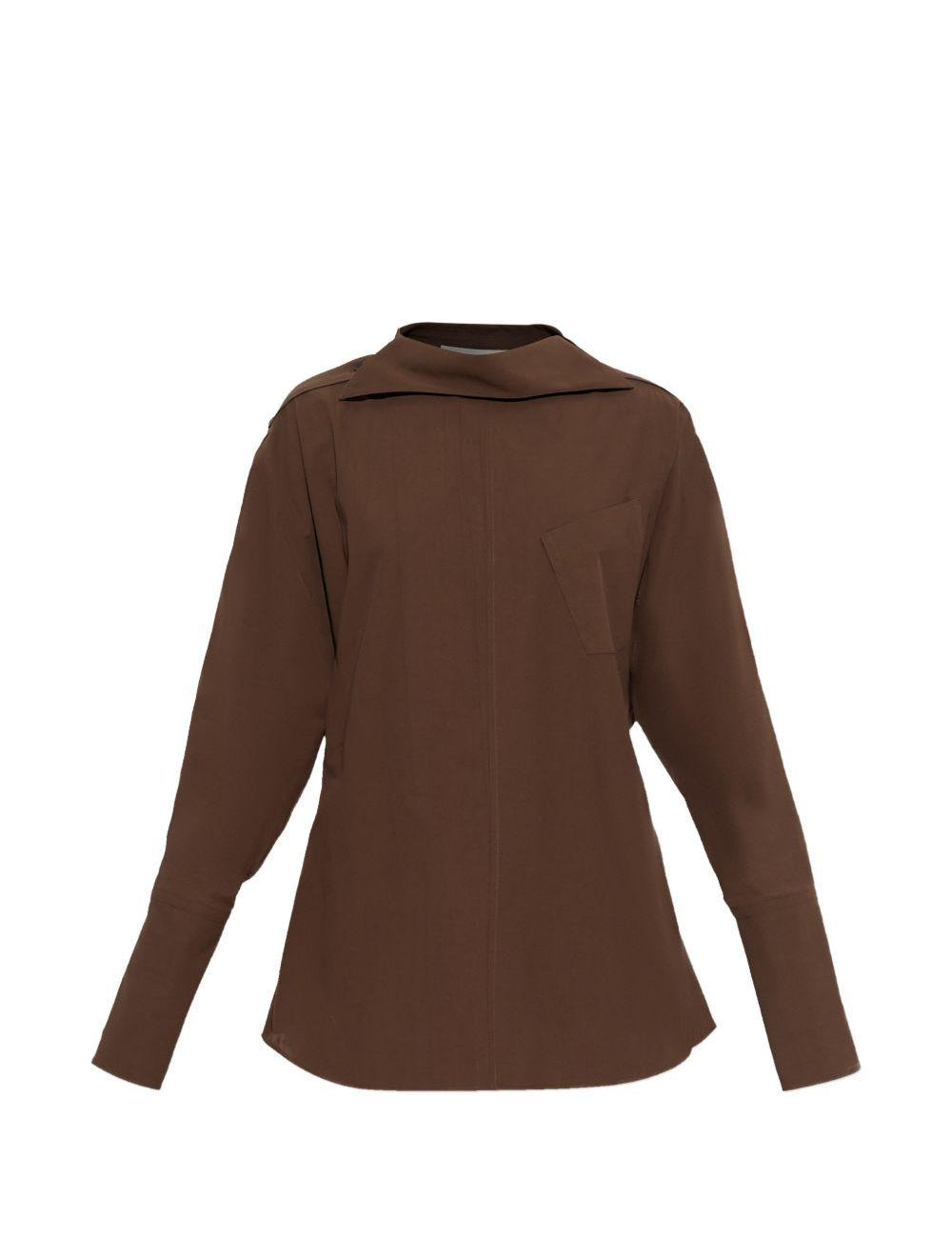 Camicia di cotone con colletto asimmetrico in marrone Issey miyake  - donna 