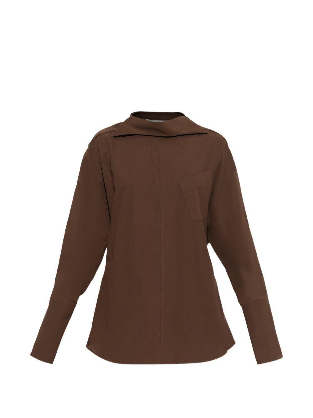 Camicia di cotone con colletto asimmetrico in marrone Issey miyake  - donna 