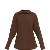 Camicia di cotone con colletto asimmetrico in marrone Issey miyake  - donna 