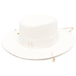 Cappello con piercing in rafia in bianco Ruslan baginskiy - donna 
